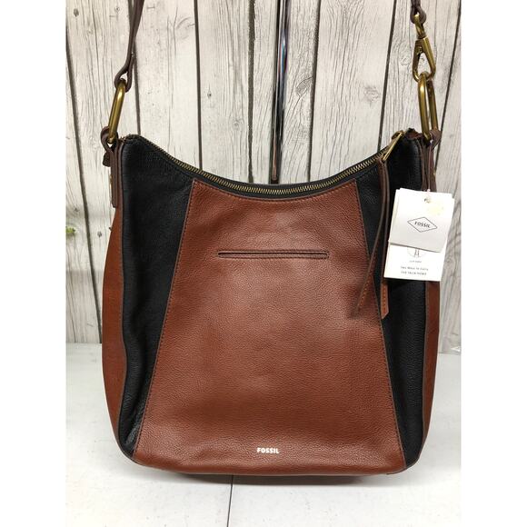 Fossil Talia Hobo Key Brown and Black NEW